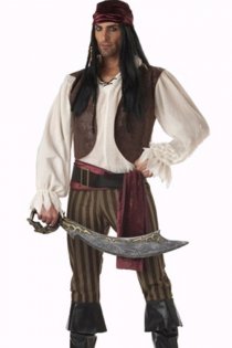 Captain Hook Inspired Outfit With Nice Sheer White Longsleeve Brownish and Red Rose Top and Lower Sequence
