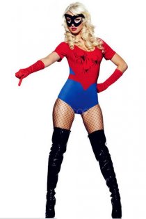 Sexy Spider Woman Super Hero Costume Leotard with Spider Accents