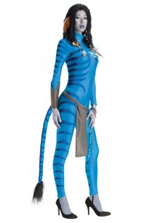 Adventurous Avatar Style Costume Bodysuit With Tail 