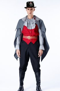 Halloween vampire duke fancy dress with hats, cloaks, shirt, vests, belts, pants