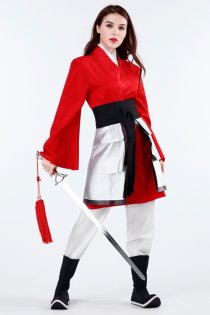 Disney movie Mulan Fancy Dress with jacket, fake collar, armor, waistband, pants