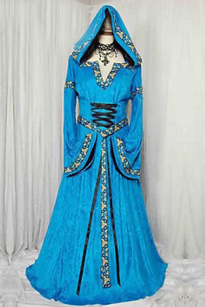 Blue Aristocracy Queen Costume Dress With Gorgeous and Distinct Edges Print