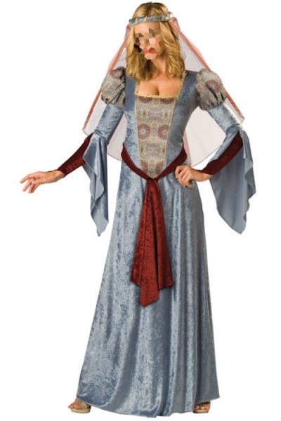Interesting Temptress Light Satiny Blue Longsleeve Long Gown With Nice Printed Centerpiece and Glossy Dark Brownish Red Fabric Accent