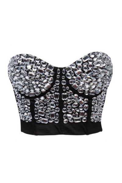 Sexy Sweetheart Corset With Extra White Shinny Rhinestones and Triple Back Closure