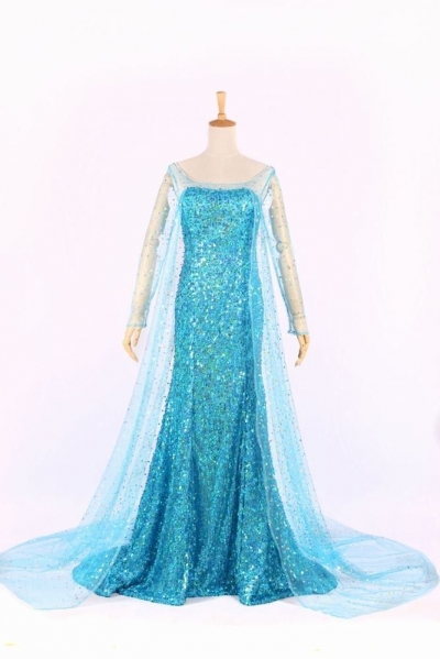 Elsa (Frozen) Mysterious Ocean Blue Costume Dress with Full Sleeves