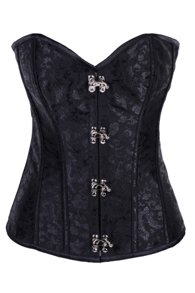 Black Satin Corset With Zip And Lace Up