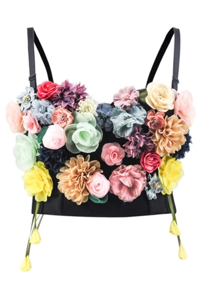 Three-dimensional flower decoration Bra Tops Push Up Tank Bralette