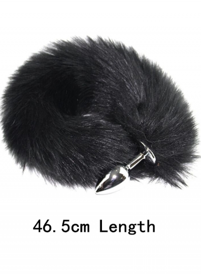 Small metal butt plug black tail fox tail anal plug fun props tail